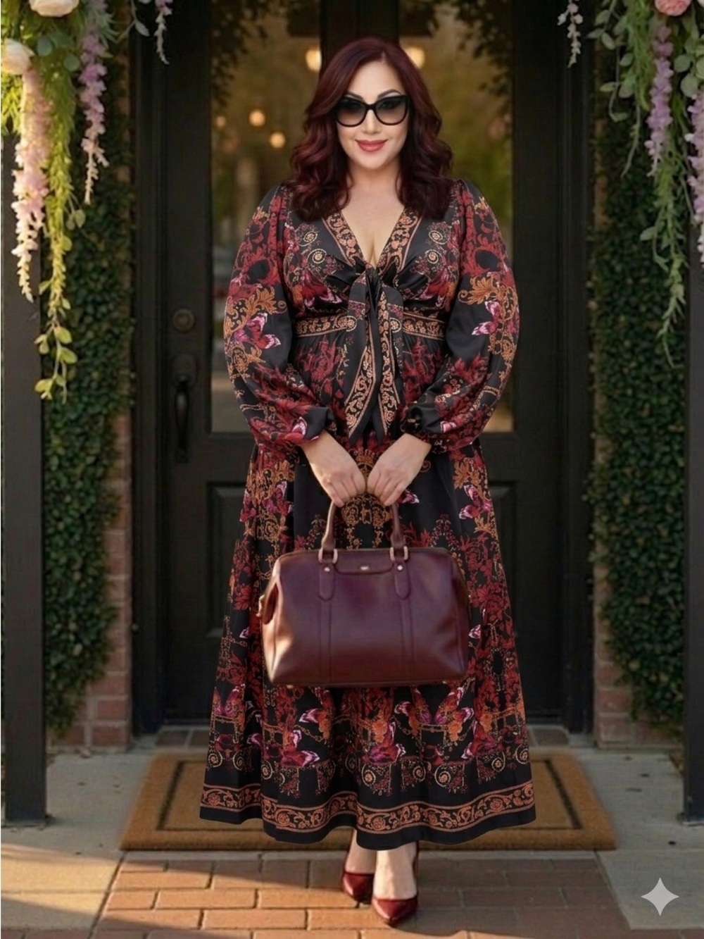City chic Ivanna Bohemian Floral Maxi Dress size 18W ,lined NWT